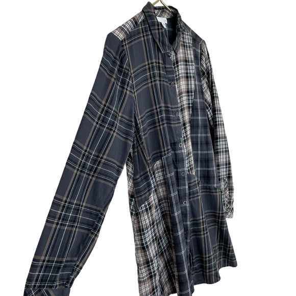 ⭐️2/$20 J Jill Plaid Multi Plaid Patchwork Button Down Tunic Flannel Blouse - Picture 14 of 16